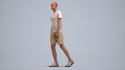 3D people model man casual walking, scanned human for 3ds Max rendering, standing pose render