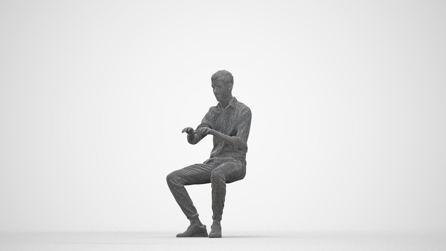 realistic 3D man casual business, scanned archviz people for Blender and 3ds Max, wireframe back view