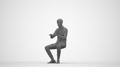 realistic 3D man casual business, scanned archviz people for Blender and 3ds Max, wireframe back view