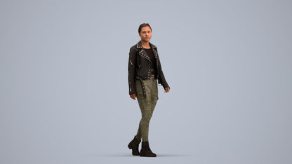 3D people model woman casual walking, scanned human for 3ds Max rendering, standing pose render