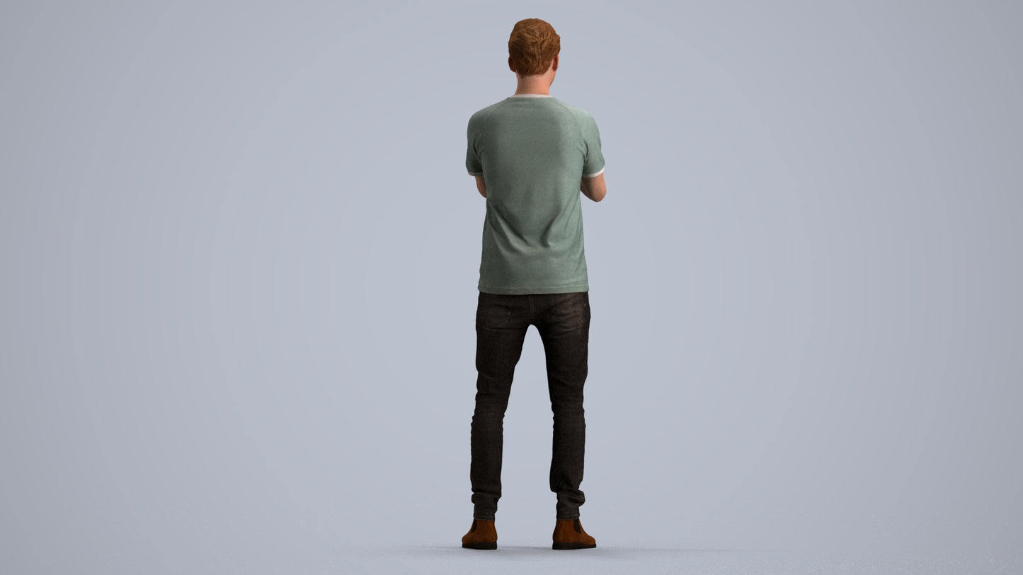 scanned 3D man casual standing, photogrammetry people for Enscape and V-Ray, front view render