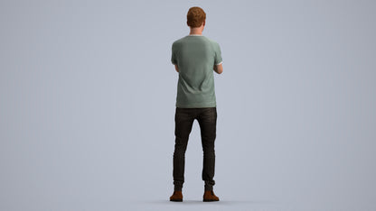 scanned 3D man casual standing, photogrammetry people for Enscape and V-Ray, front view render