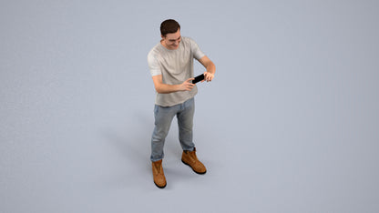 3D scanned man standing casual, photorealistic archviz people for Enscape and SketchUp, back view render
