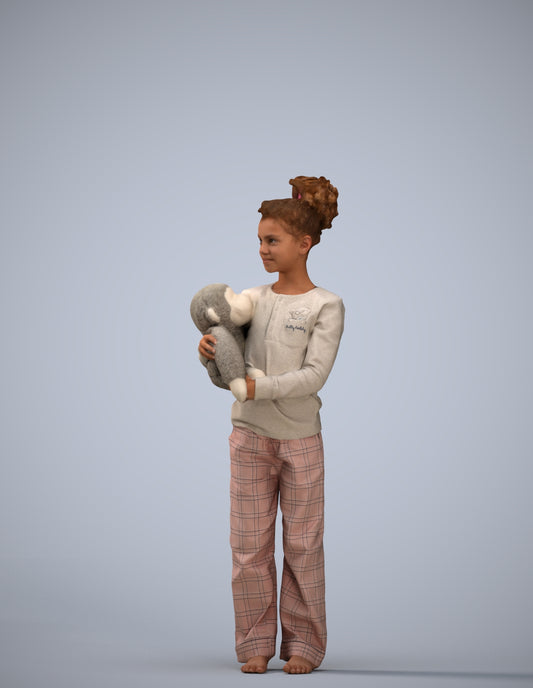 3D people model girl casual kids, scanned human for 3ds Max rendering