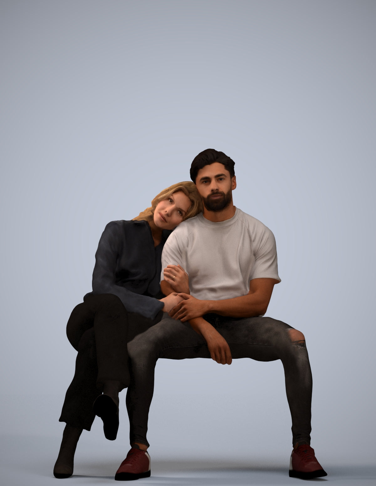 3D people model woman business couple, scanned human for 3ds Max rendering