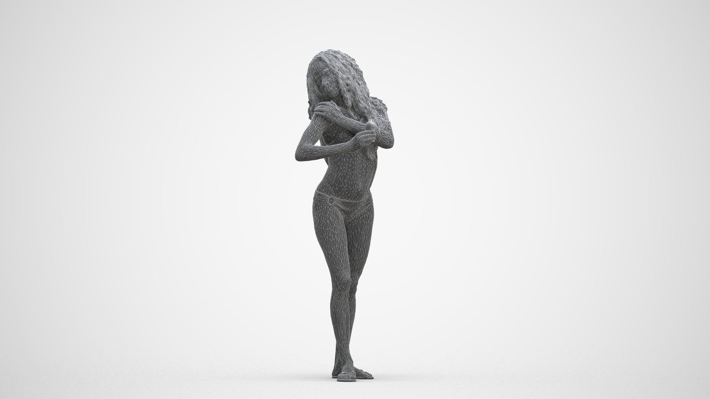 3D scanned woman pool, photorealistic archviz people for Enscape and SketchUp, three-quarter front view render