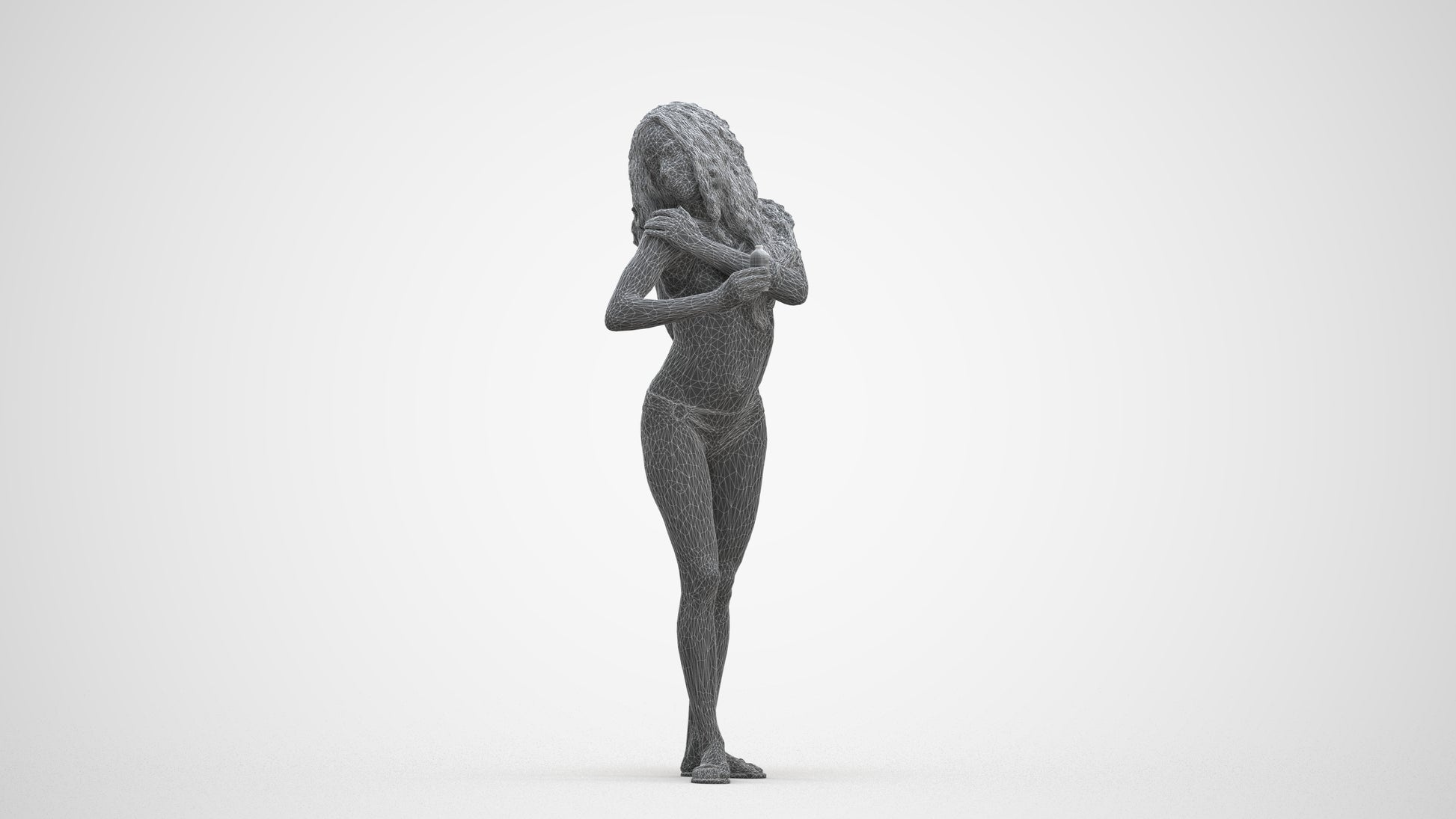 3D scanned woman pool, photorealistic archviz people for Enscape and SketchUp, three-quarter front view render