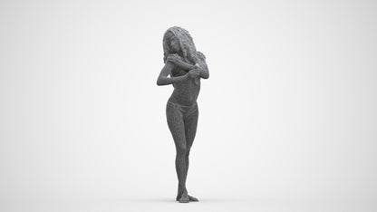 3D scanned woman pool, photorealistic archviz people for Enscape and SketchUp, three-quarter front view render