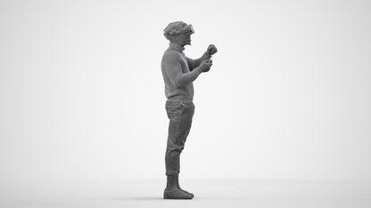 3D people model man casual standing, scanned human for 3ds Max rendering, wireframe side view