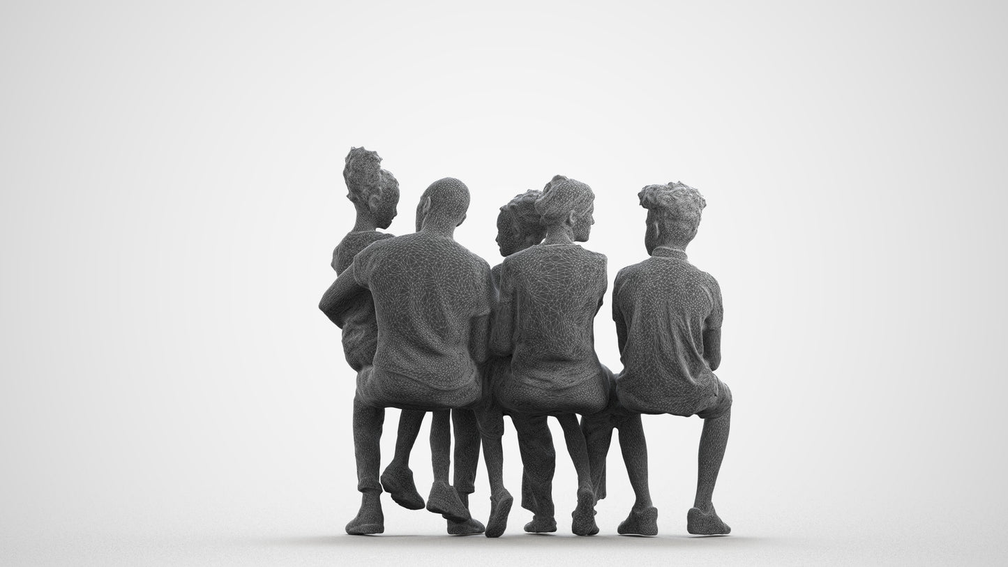 realistic 3D human girl casual kids, archviz people FBX OBJ for Blender, wireframe front view