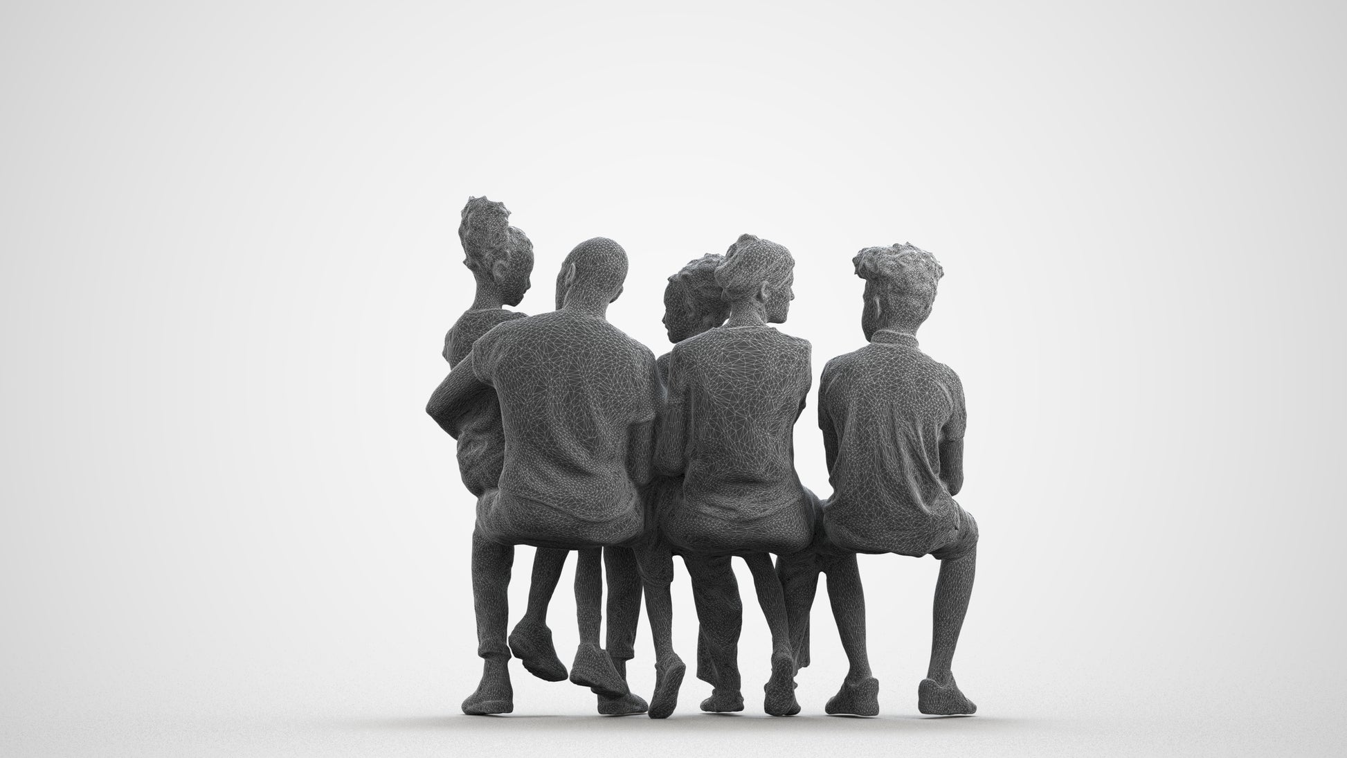 realistic 3D human girl casual kids, archviz people FBX OBJ for Blender, wireframe front view