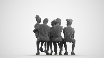 realistic 3D human girl casual kids, archviz people FBX OBJ for Blender, wireframe front view