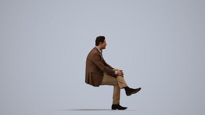 3D people model man business sitting, scanned human for 3ds Max rendering, side view render