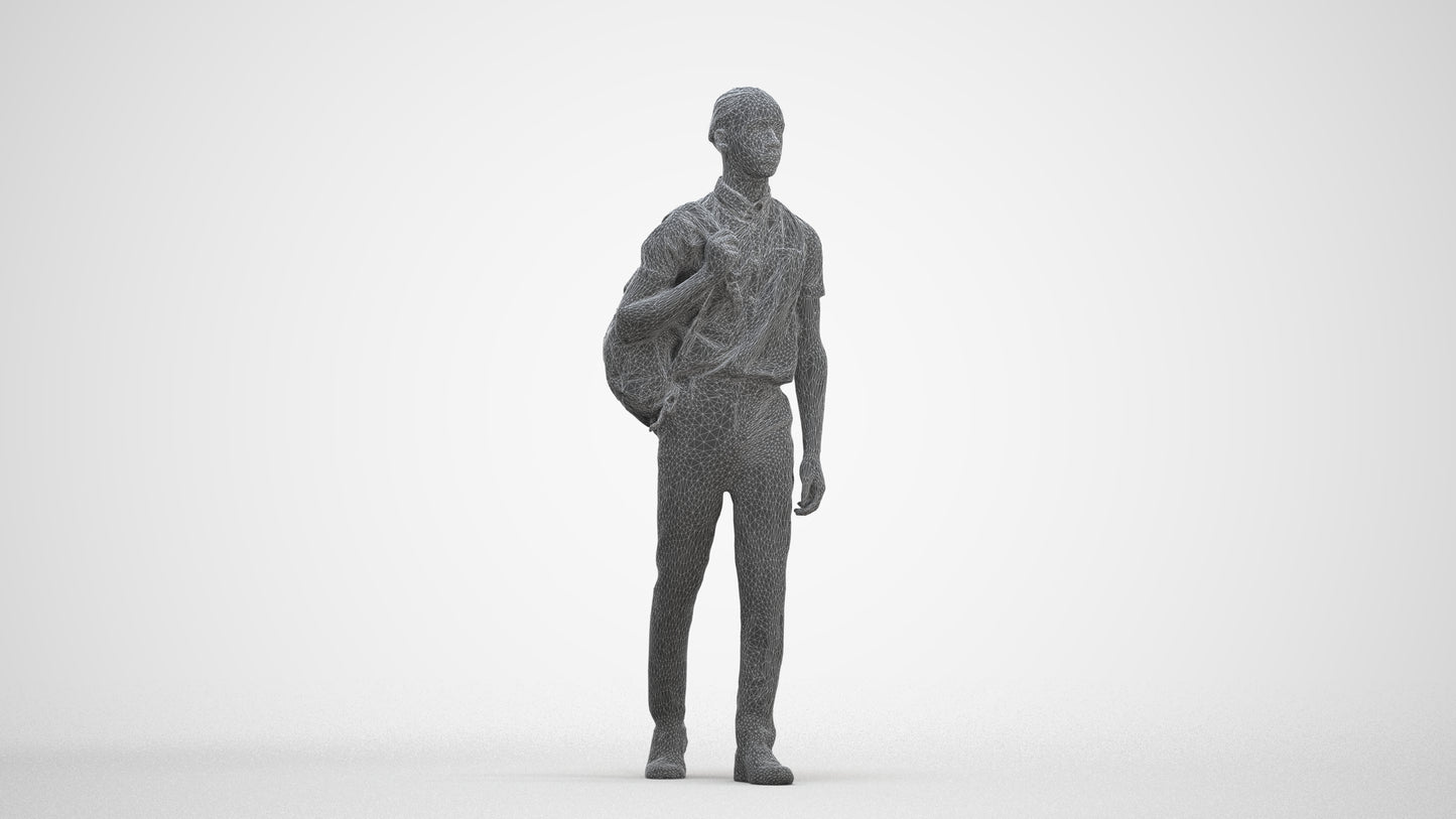 scanned 3D boy kids, photogrammetry people for Enscape and V-Ray, three-quarter front view render