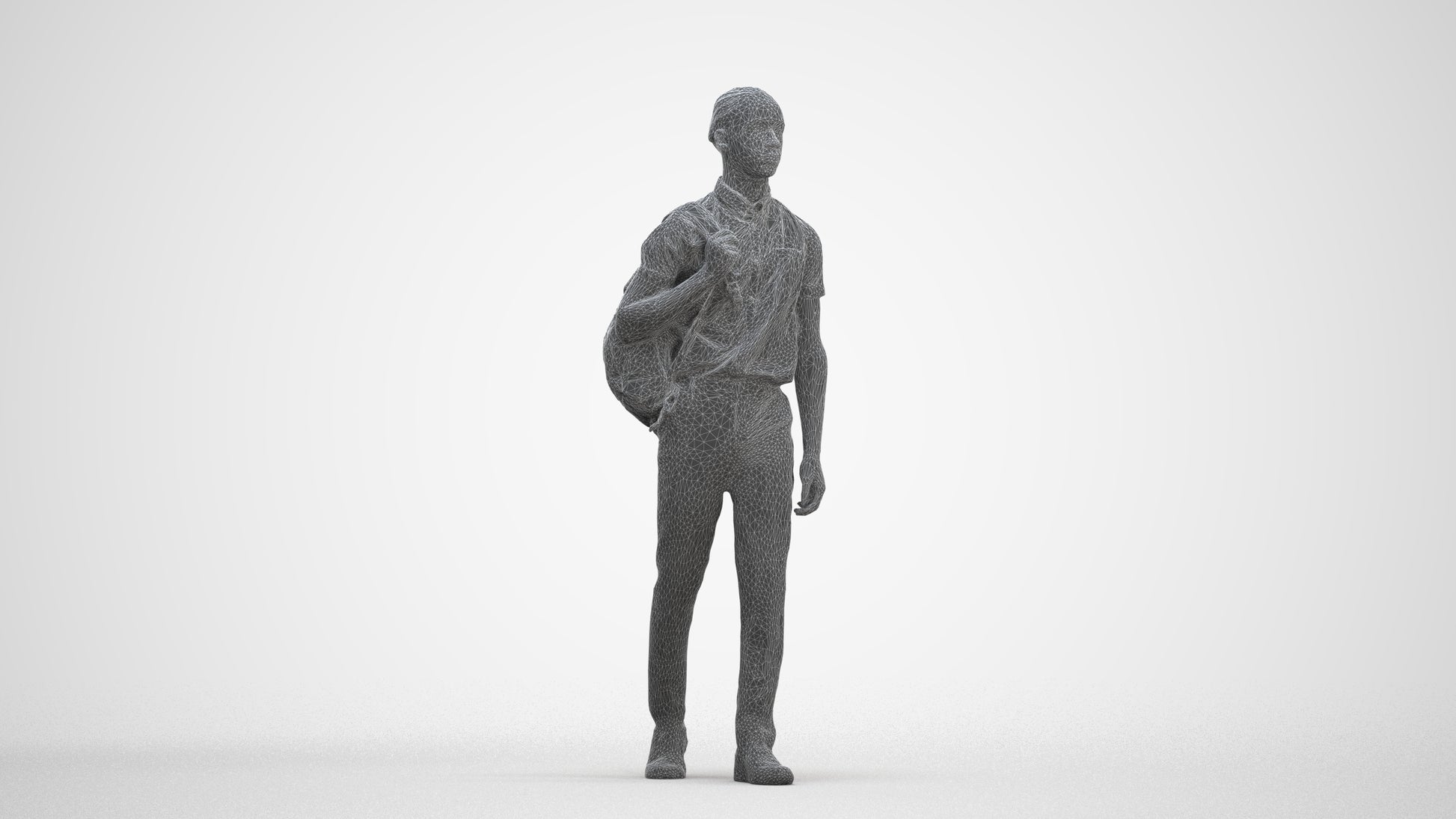 scanned 3D boy kids, photogrammetry people for Enscape and V-Ray, three-quarter front view render