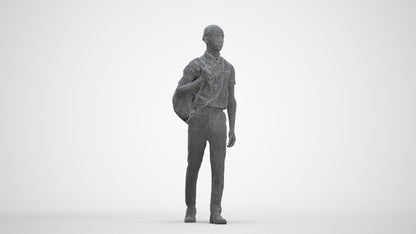 scanned 3D boy kids, photogrammetry people for Enscape and V-Ray, three-quarter front view render