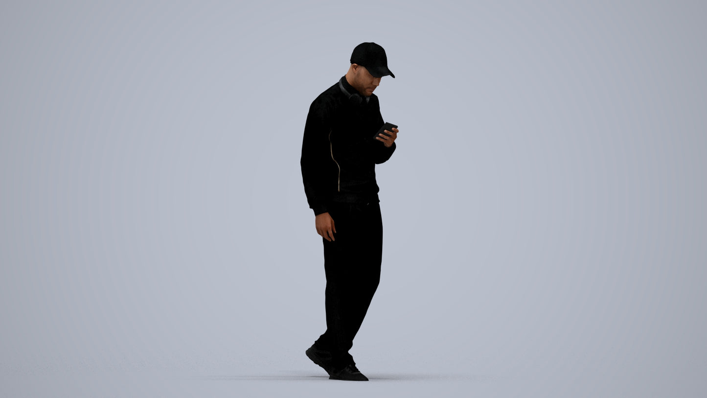 3D human model man sport walking, photogrammetry scanned person for archviz, standing pose render