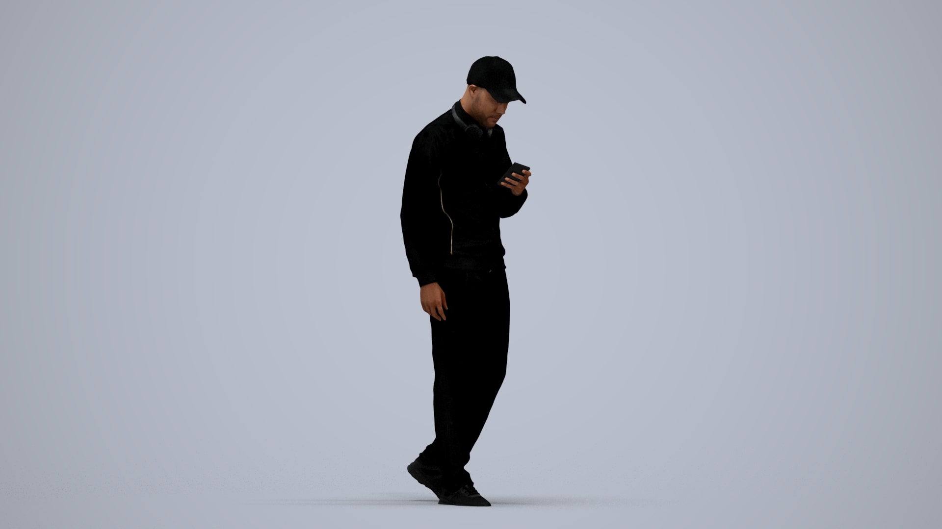 3D human model man sport walking, photogrammetry scanned person for archviz, standing pose render