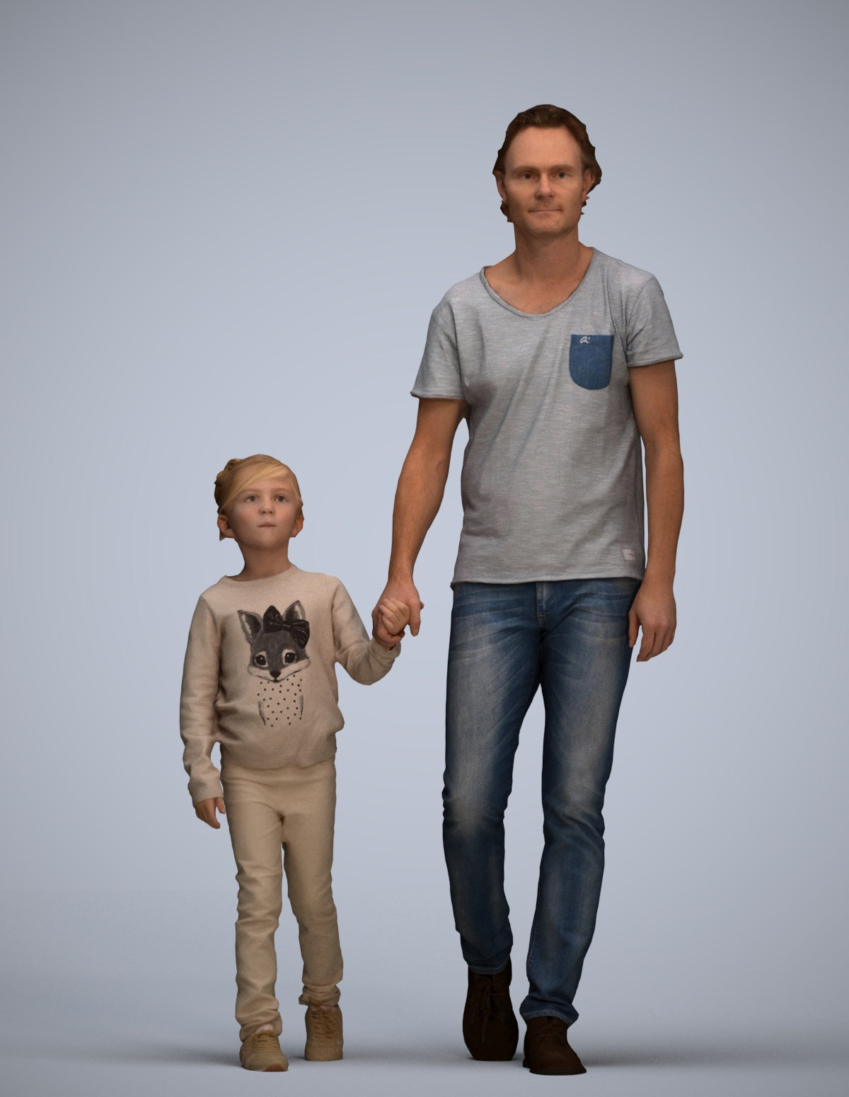 photogrammetry 3D girl casual standing, realistic human model archviz FBX