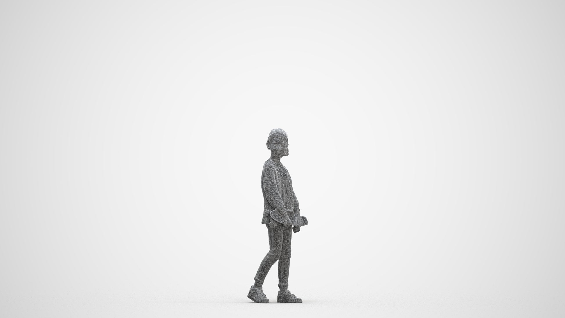 3D people model girl casual kids, scanned human for 3ds Max rendering, three-quarter front view render