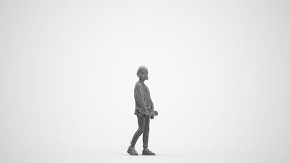 3D people model girl casual kids, scanned human for 3ds Max rendering, three-quarter front view render