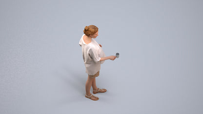 realistic 3D woman casual standing, scanned archviz people for Blender and 3ds Max, back view render