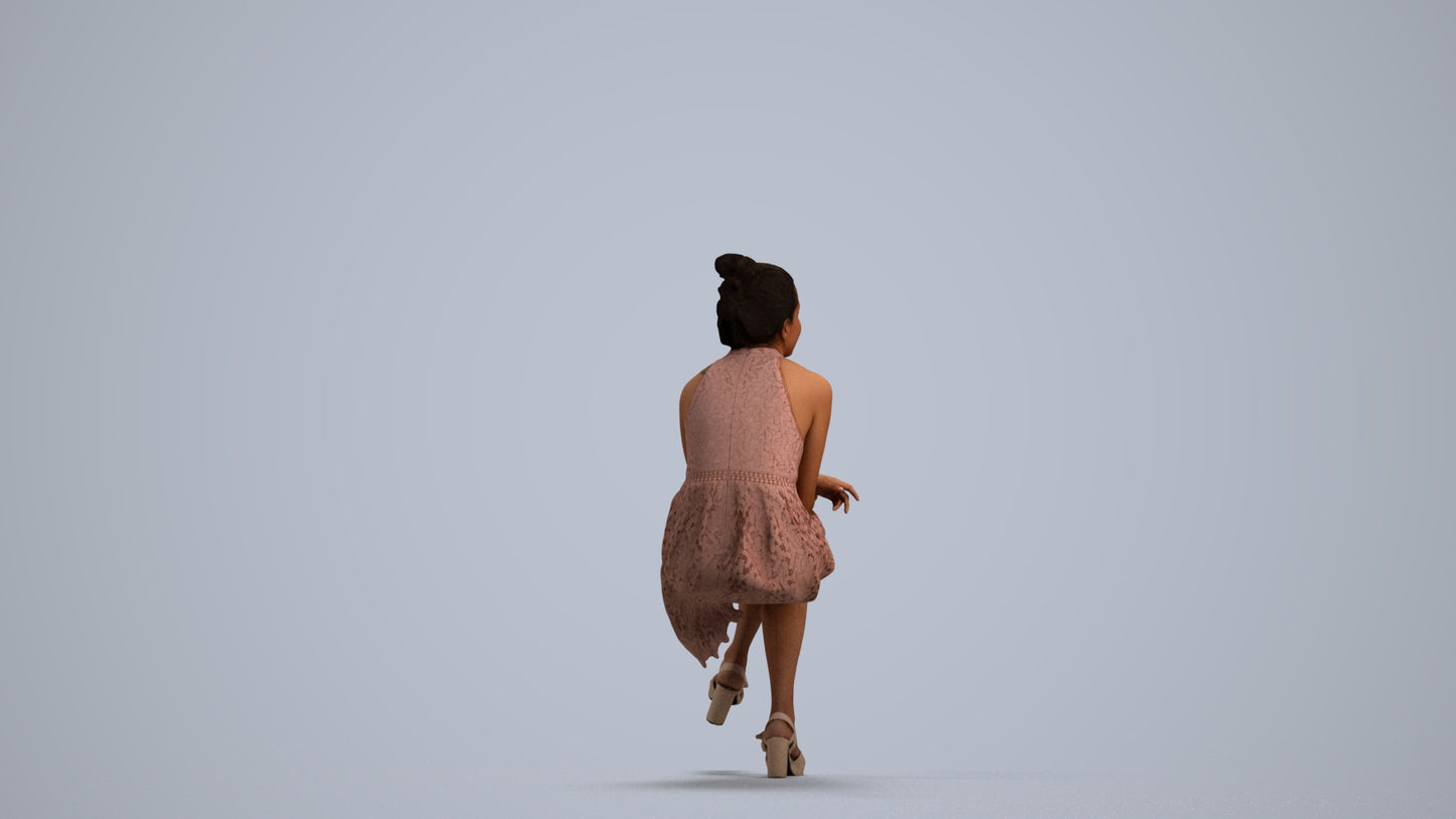 photogrammetry 3D woman formal sitting, realistic human model archviz FBX, front view render