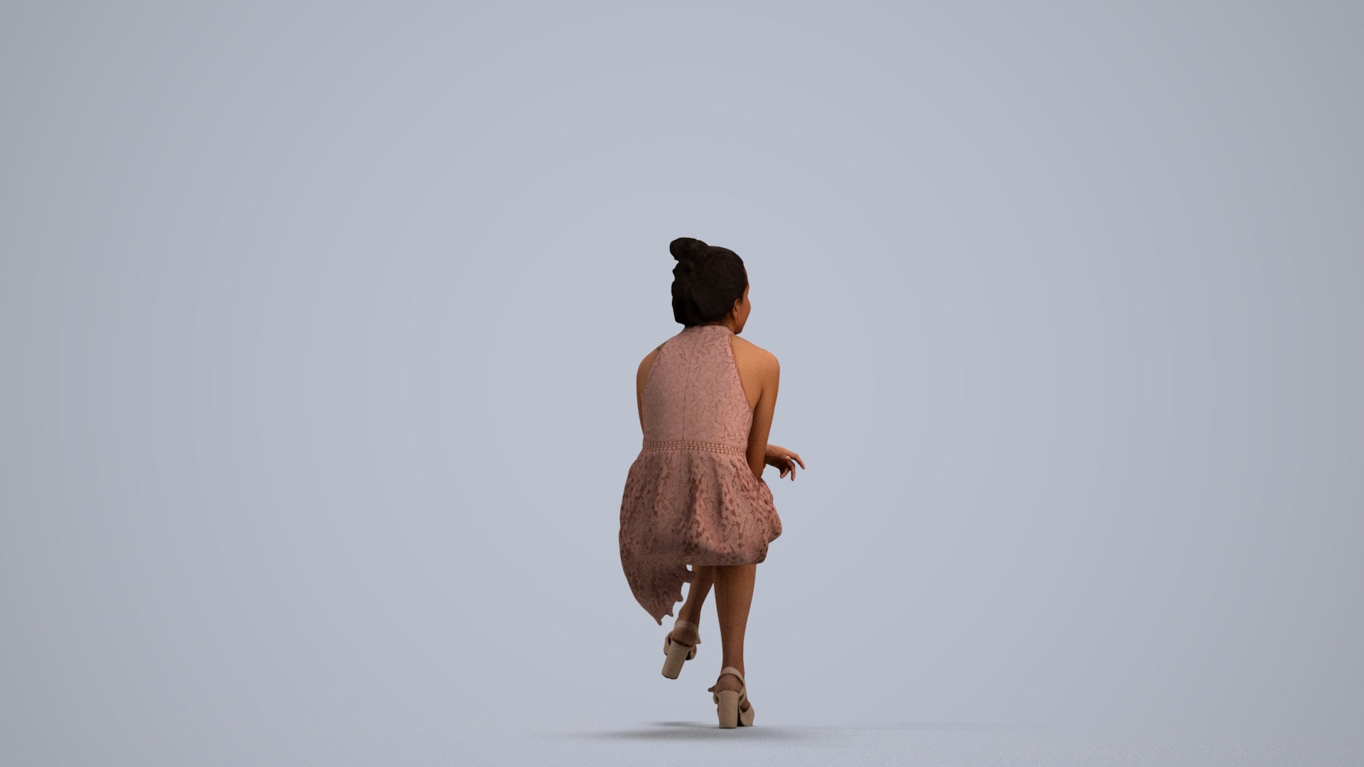 photogrammetry 3D woman formal sitting, realistic human model archviz FBX, front view render
