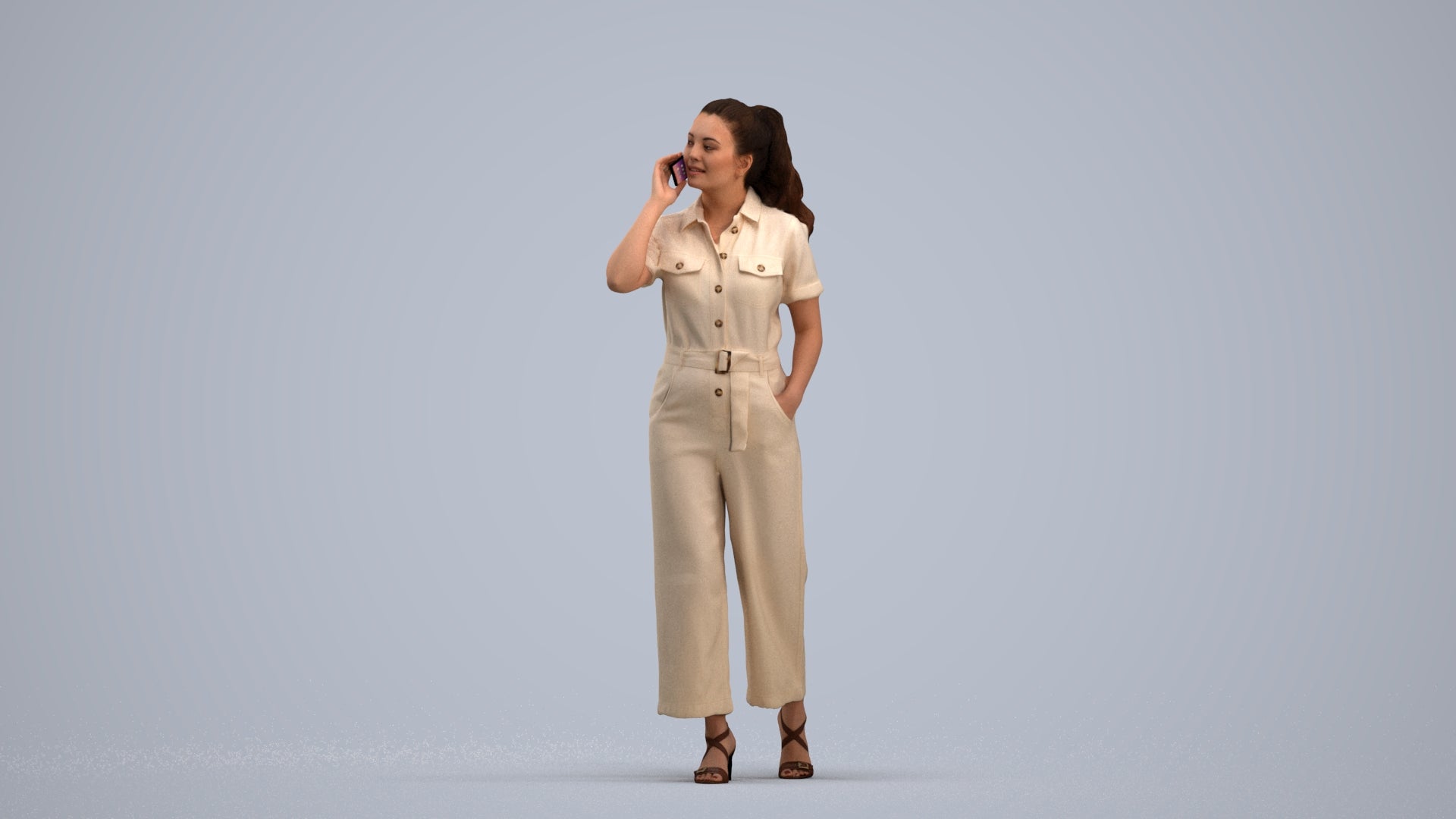 scanned 3D woman formal walking, photogrammetry people for Enscape and V-Ray, standing pose render