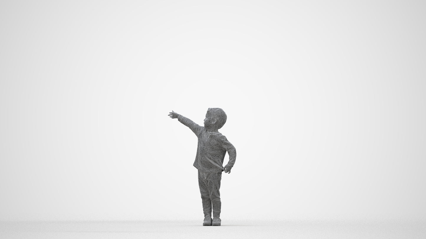 realistic 3D people boy casual kids, render-ready for V-Ray and Corona, FBX OBJ, wireframe back view