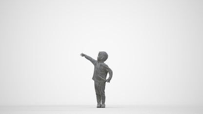 realistic 3D people boy casual kids, render-ready for V-Ray and Corona, FBX OBJ, wireframe back view