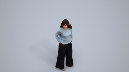 scanned 3D woman casual standing, photogrammetry people for Enscape and V-Ray, back view render