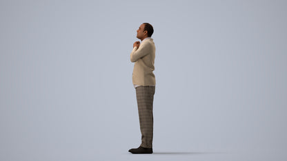 3D people model man business standing, scanned human for 3ds Max rendering, three-quarter view render