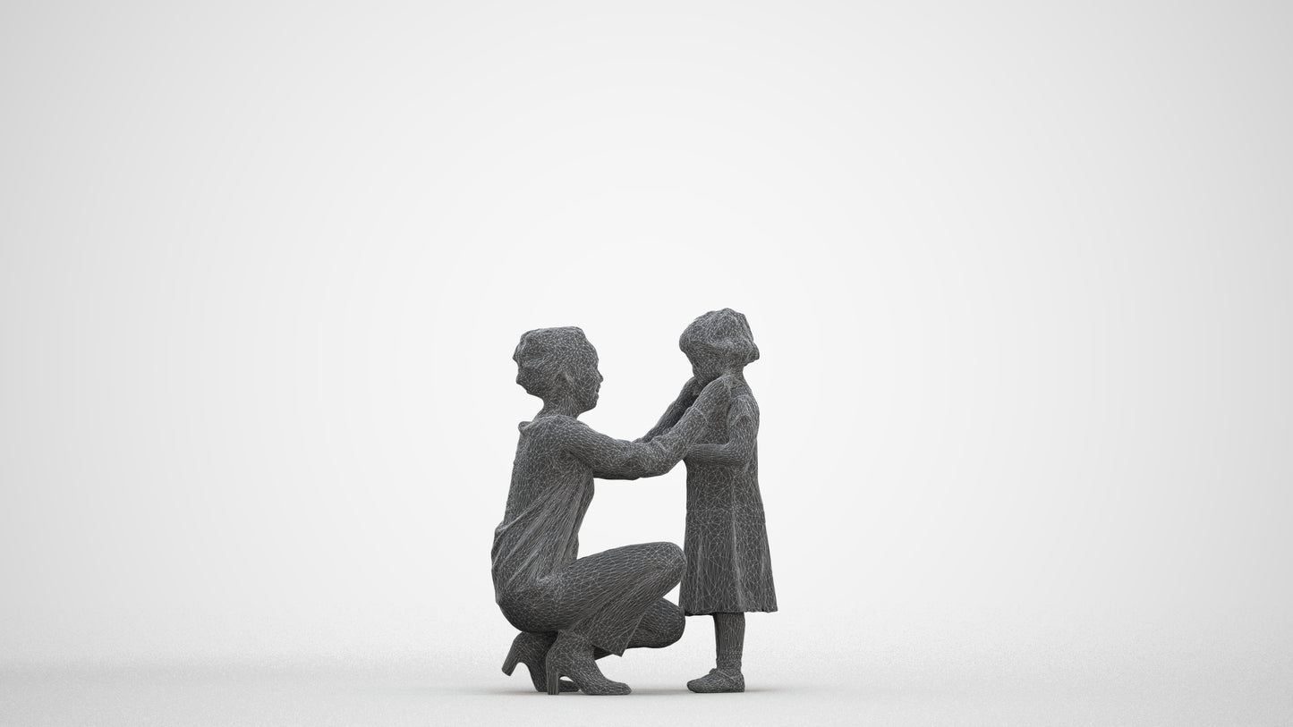 realistic 3D people woman casual kids, render-ready for V-Ray and Corona, FBX OBJ, three-quarter front view render