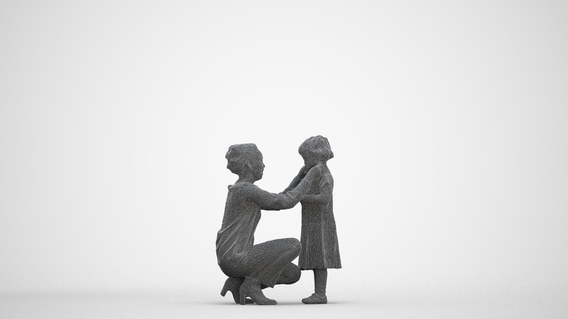 realistic 3D people woman casual kids, render-ready for V-Ray and Corona, FBX OBJ, three-quarter front view render