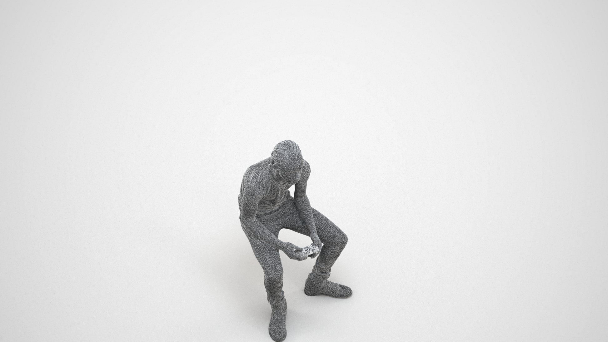 realistic 3D boy casual kids, scanned archviz people for Blender and 3ds Max, wireframe three-quarter view