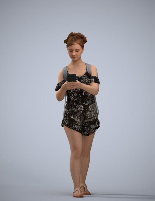 3D people model girl casual kids, scanned human for 3ds Max rendering