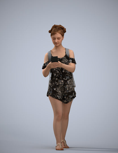 3D people model girl casual kids, scanned human for 3ds Max rendering