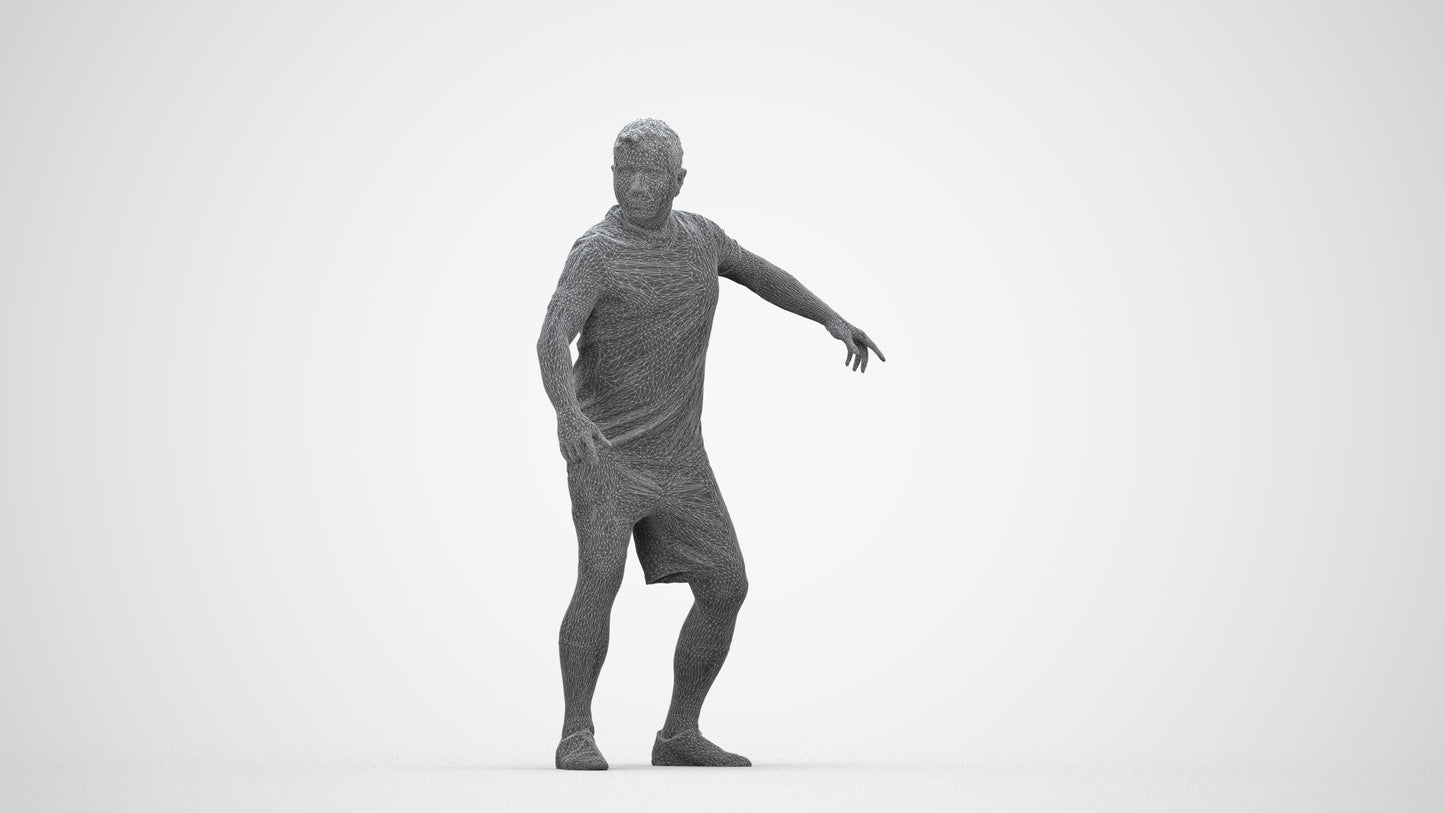 photogrammetry 3D man sport, realistic human model archviz FBX, wireframe back view