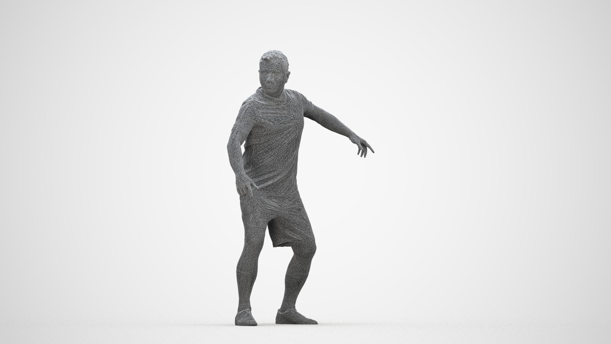 photogrammetry 3D man sport, realistic human model archviz FBX, wireframe back view