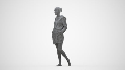 realistic 3D woman bathroom, scanned archviz people for Blender and 3ds Max, wireframe back view