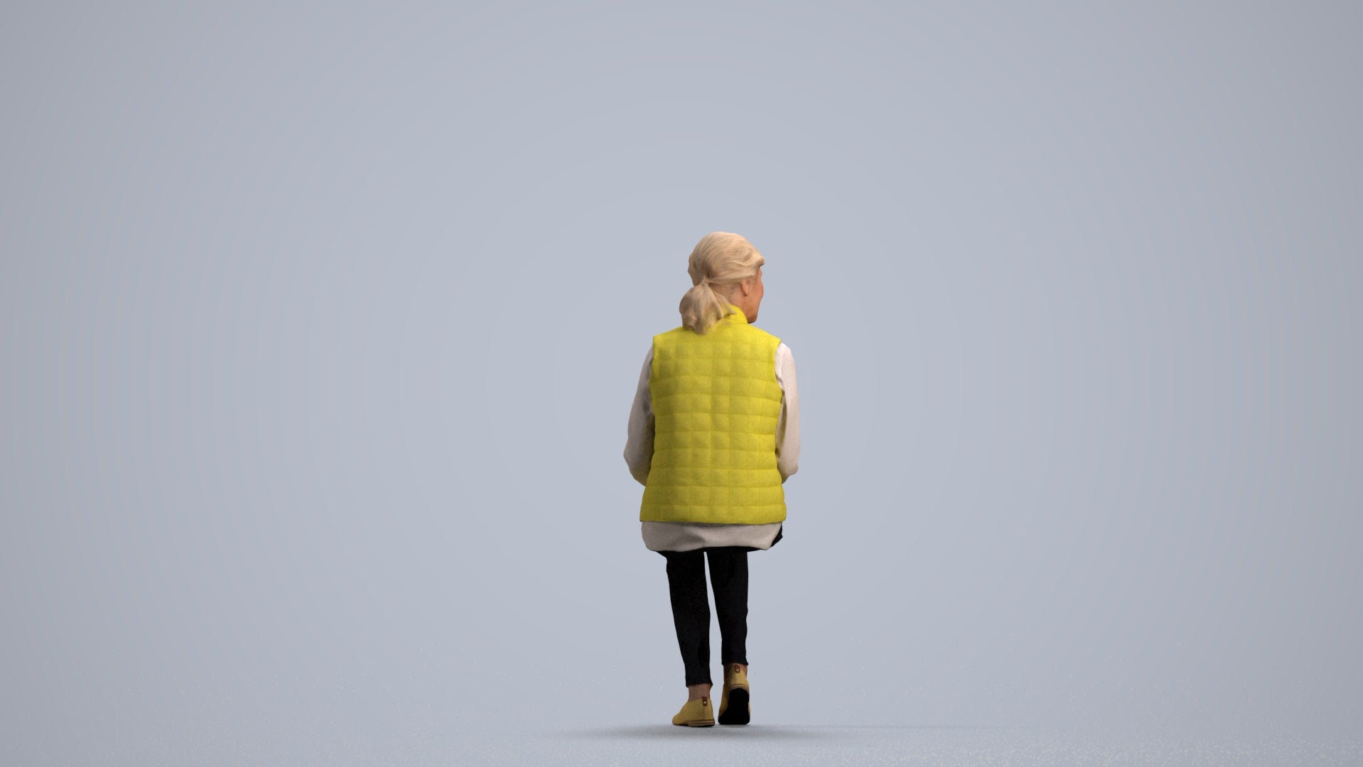scanned 3D senior woman casual sitting, photogrammetry people for Enscape and V-Ray, front view render