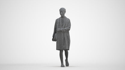 realistic 3D woman casual walking, scanned archviz people for Blender and 3ds Max, three-quarter front view render