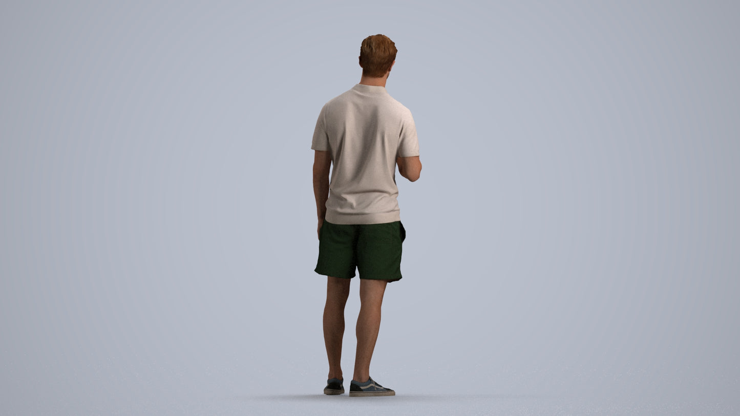 scanned 3D man casual standing, photogrammetry people for Enscape and V-Ray, front view render