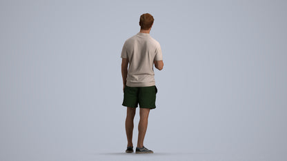 scanned 3D man casual standing, photogrammetry people for Enscape and V-Ray, front view render