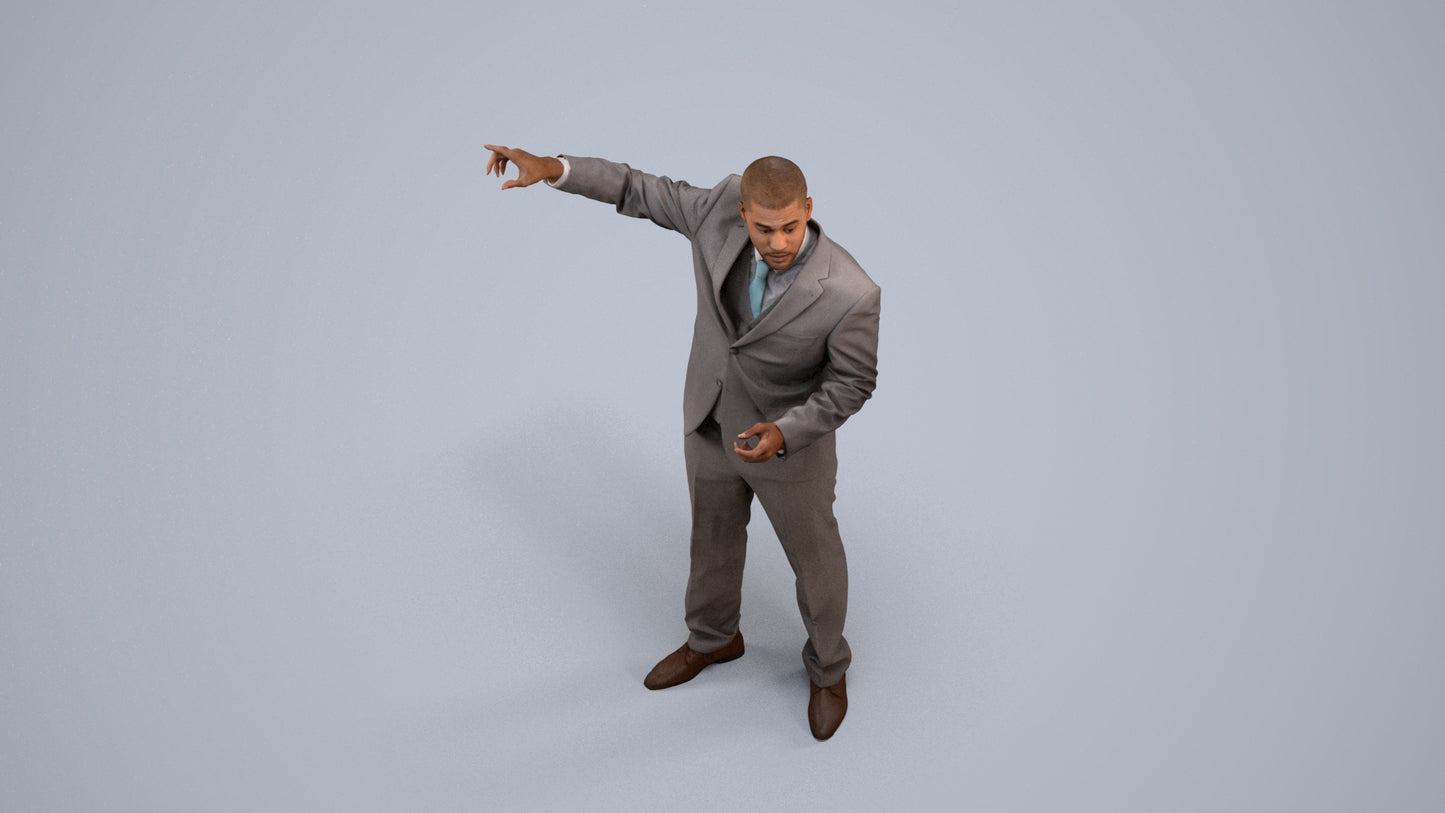 realistic 3D man business, scanned archviz people for Blender and 3ds Max, back view render