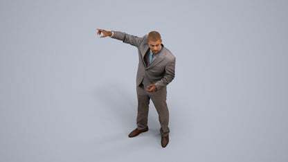realistic 3D man business, scanned archviz people for Blender and 3ds Max, back view render