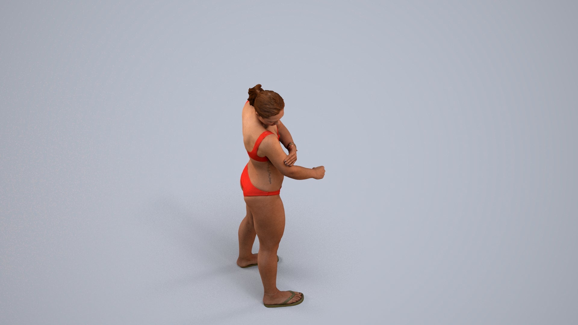 scanned 3D woman pool, photogrammetry people for Enscape and V-Ray, back view render