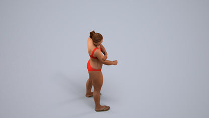 scanned 3D woman pool, photogrammetry people for Enscape and V-Ray, back view render