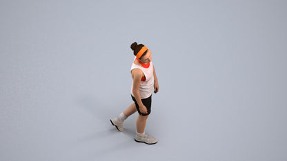 realistic 3D human woman sport, archviz people FBX OBJ for Blender, back view render
